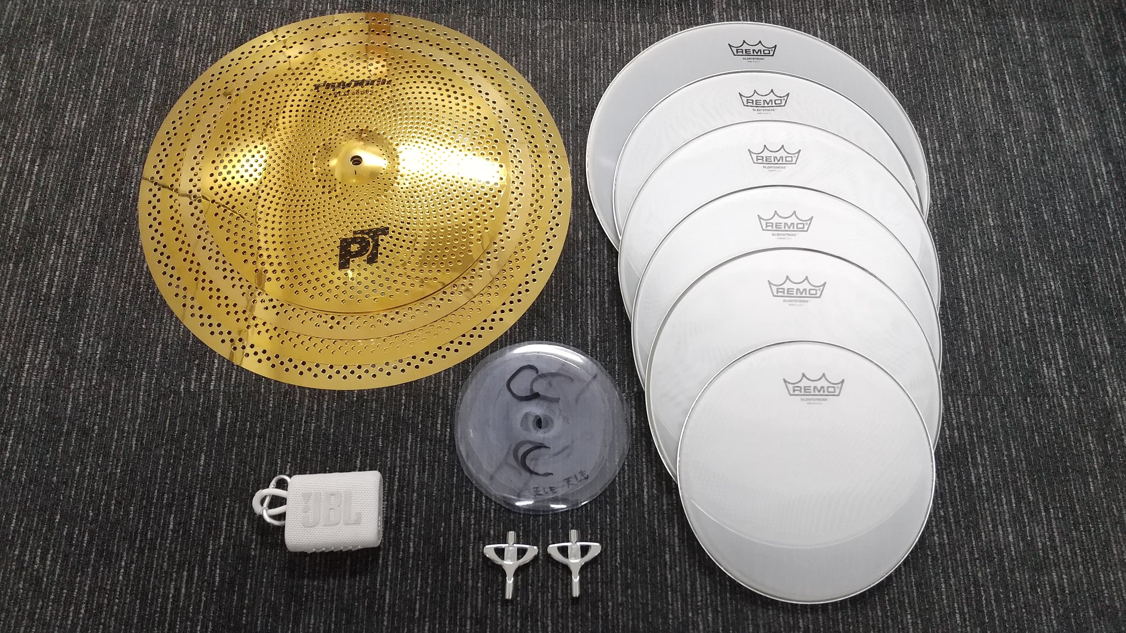 【MV用無料レンタル機材】ドラム用メッシュヘッド(10.12.13.14×2.16)・消音シンバル(14HH.16C.18C.2