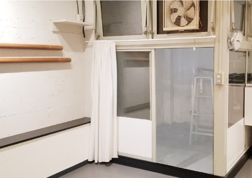 外につながるドアがあり換気環境良好