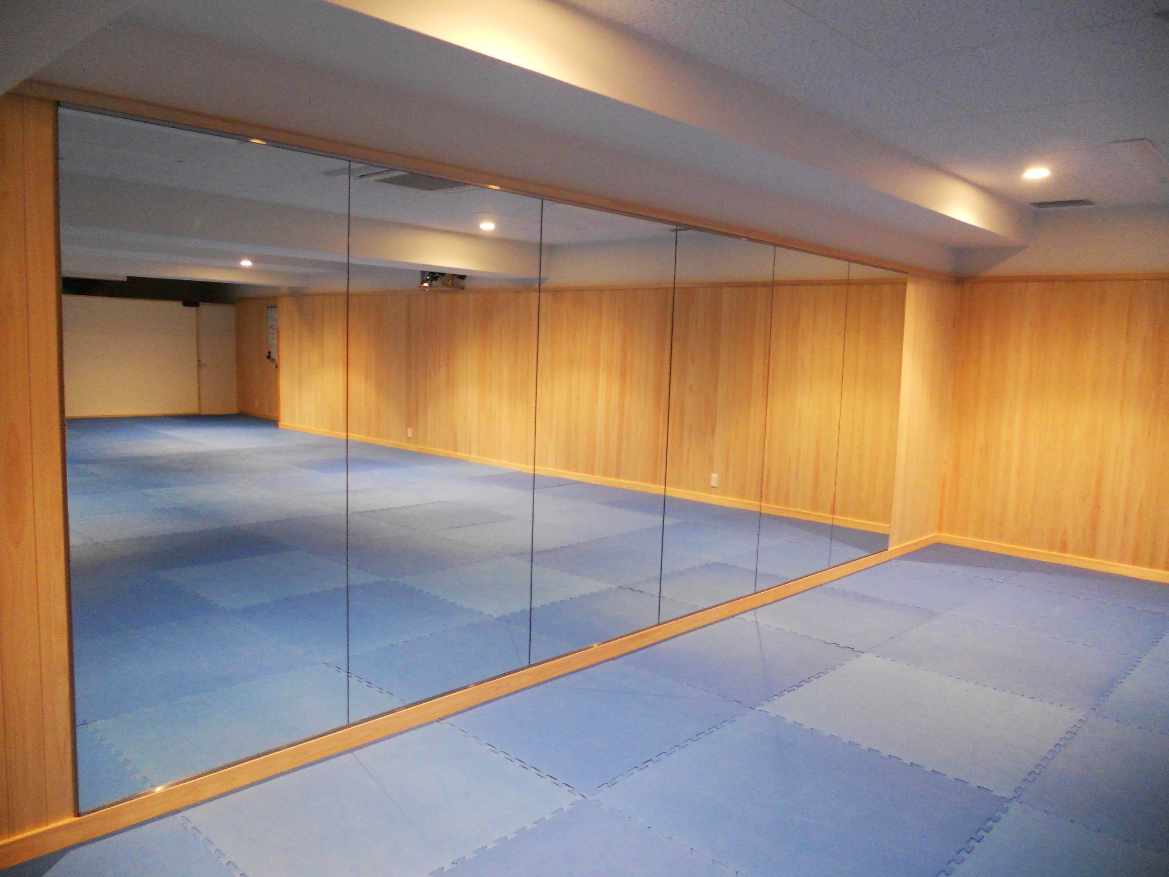 大きなミラーが六枚、ダンスなどにも最適です。