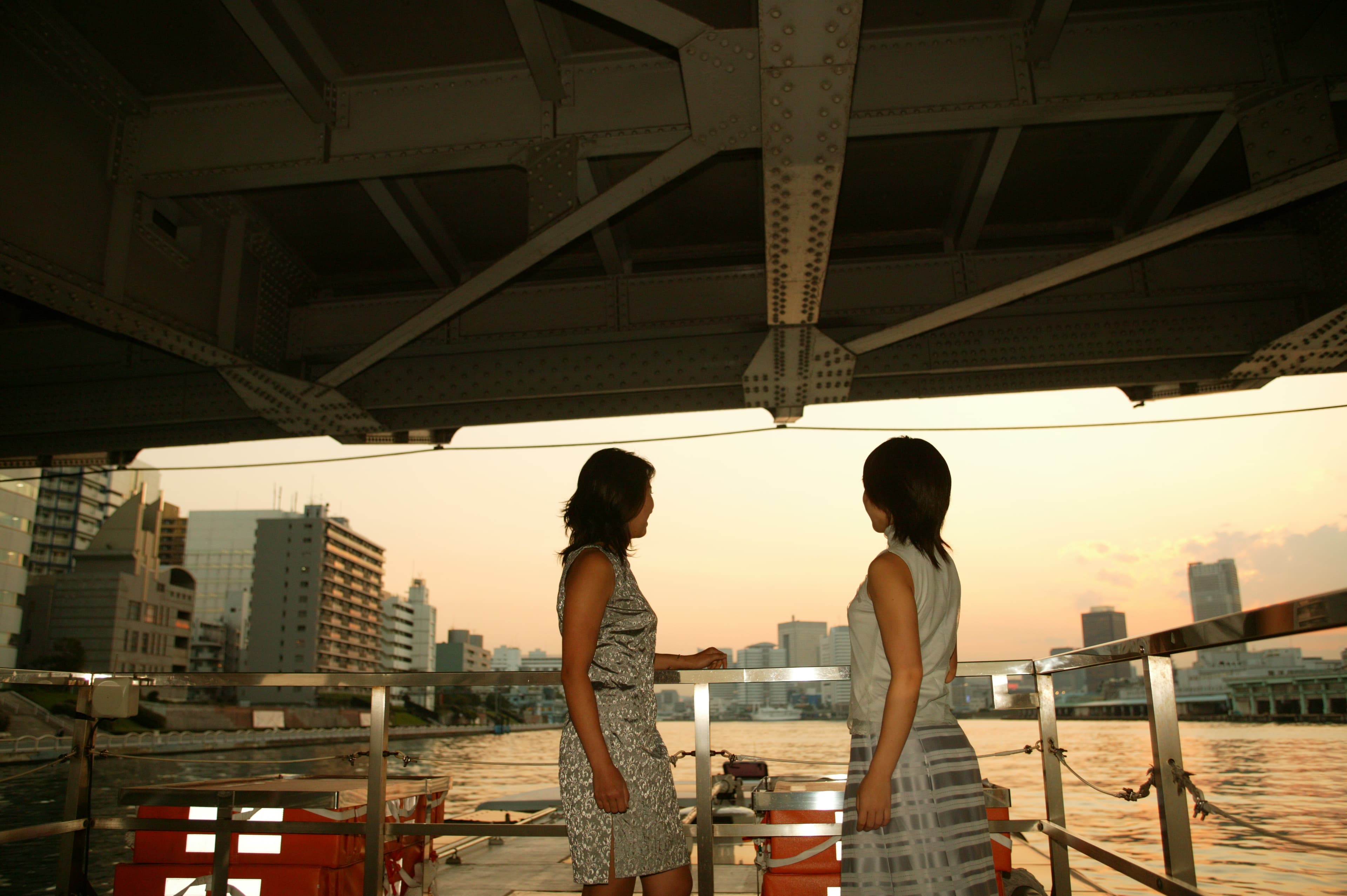 デッキの上で、橋の真下を通る瞬間は迫力満点♪