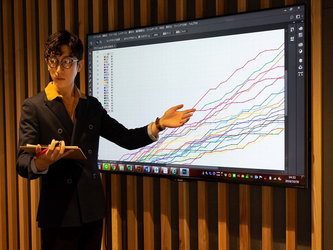 HDMIで接続する大型モニターです