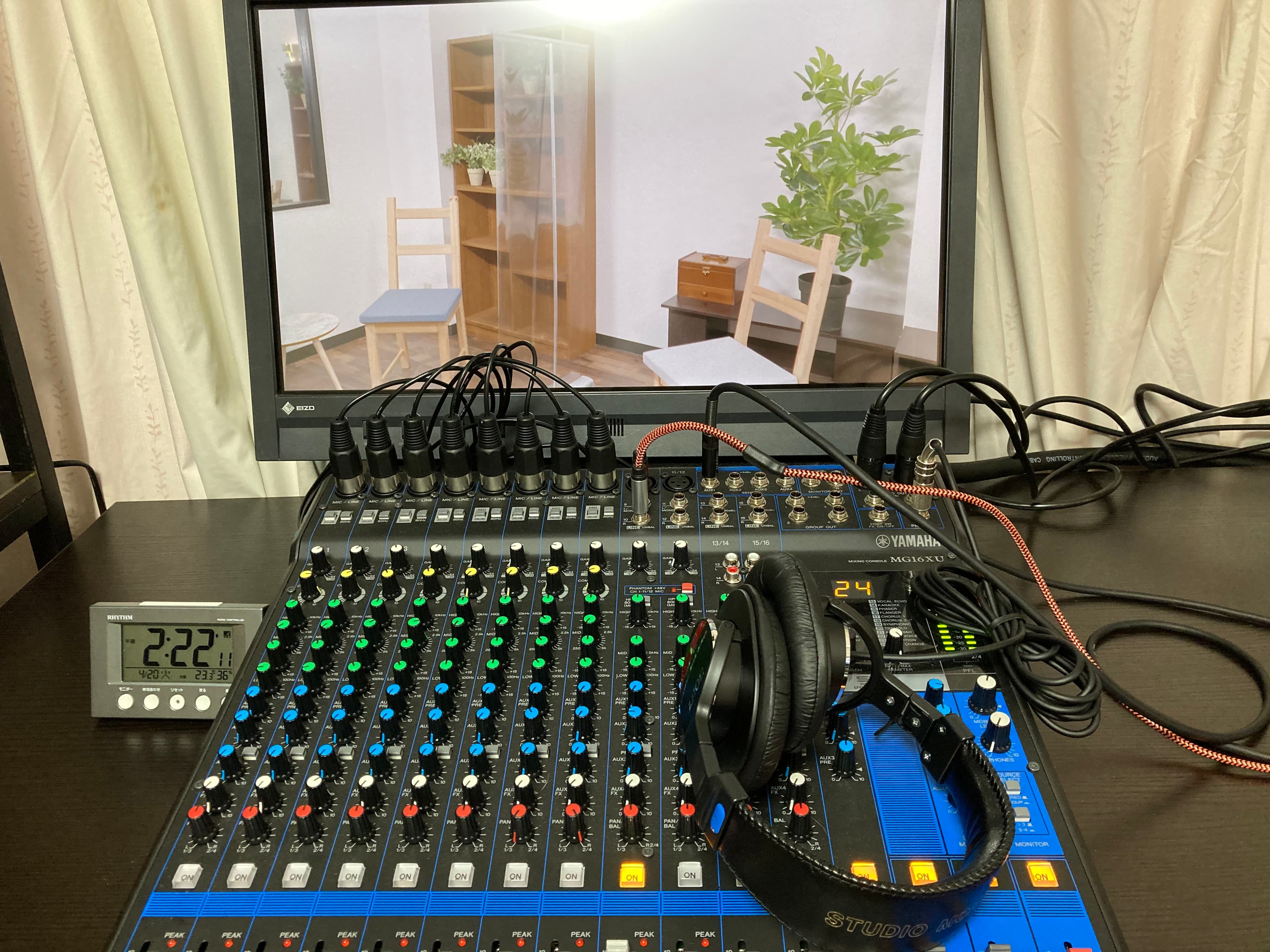 マイク、ミキサー機材常設