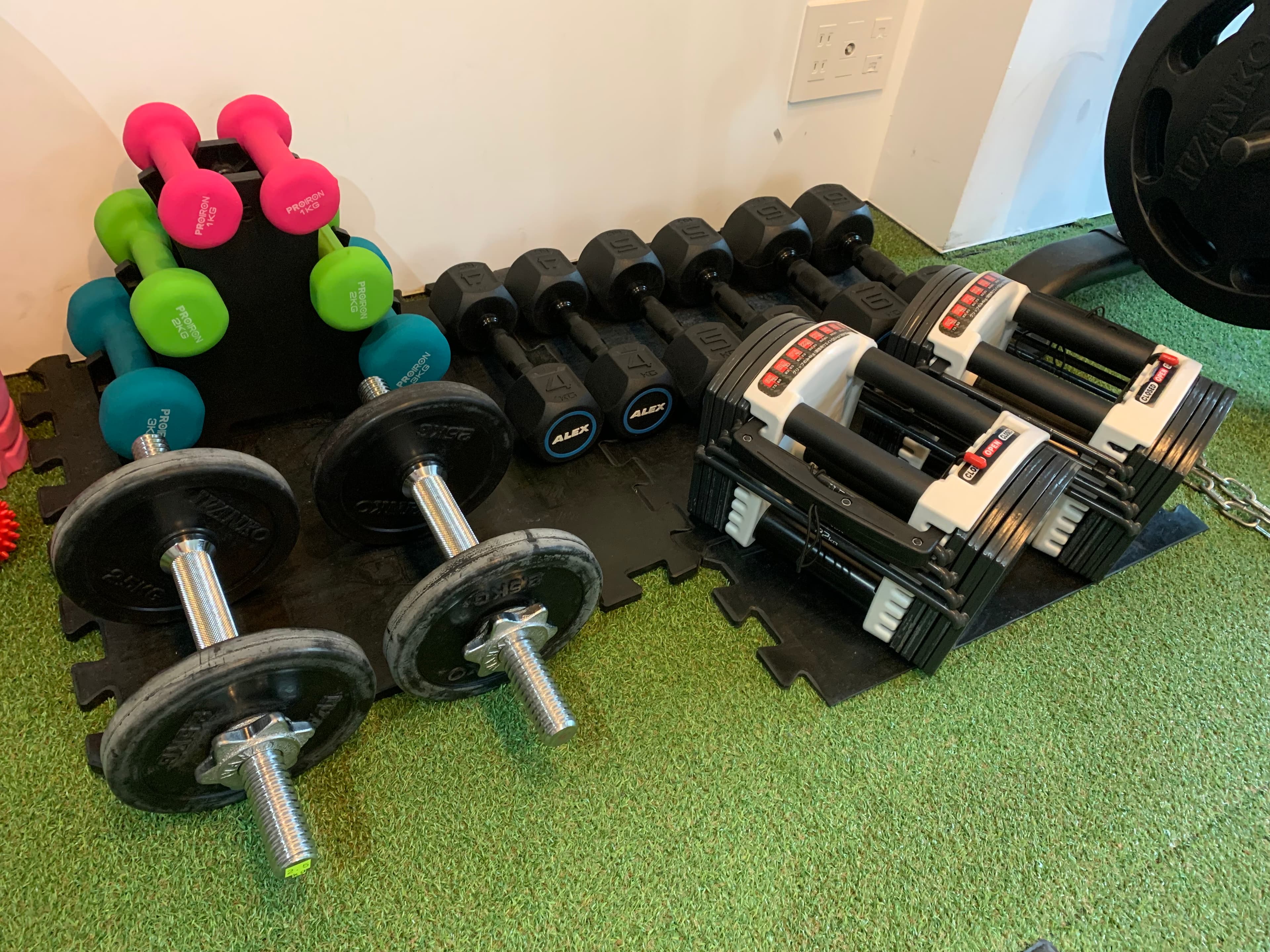 ダンベル1kg,2kg,3kg,4kg,4kg,5kg,5kg,6kg IVANCOダンベルシャフト、パワーブロック22㎏