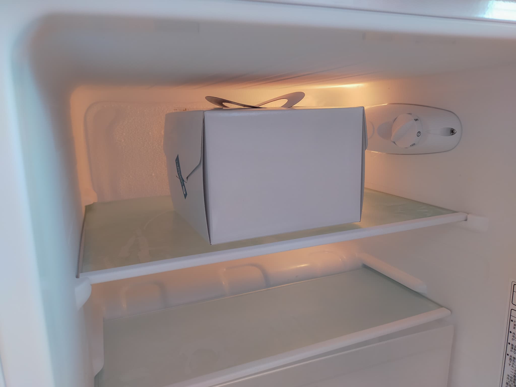 ホールケーキも入る冷蔵庫完備