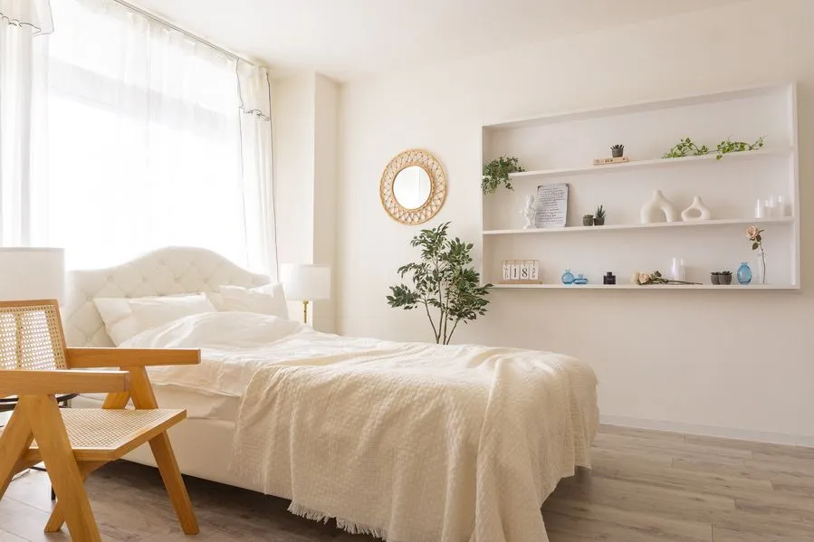 甘すぎないオトナかわいいセミダブルベッド※ベッドは撮影備品としての利用のみ可能です