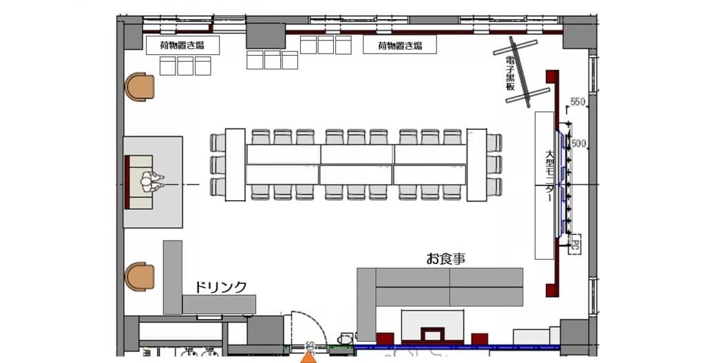 レイアウト事例⑤王宮の魔法学校【パーティー:着席1列(~24席)】