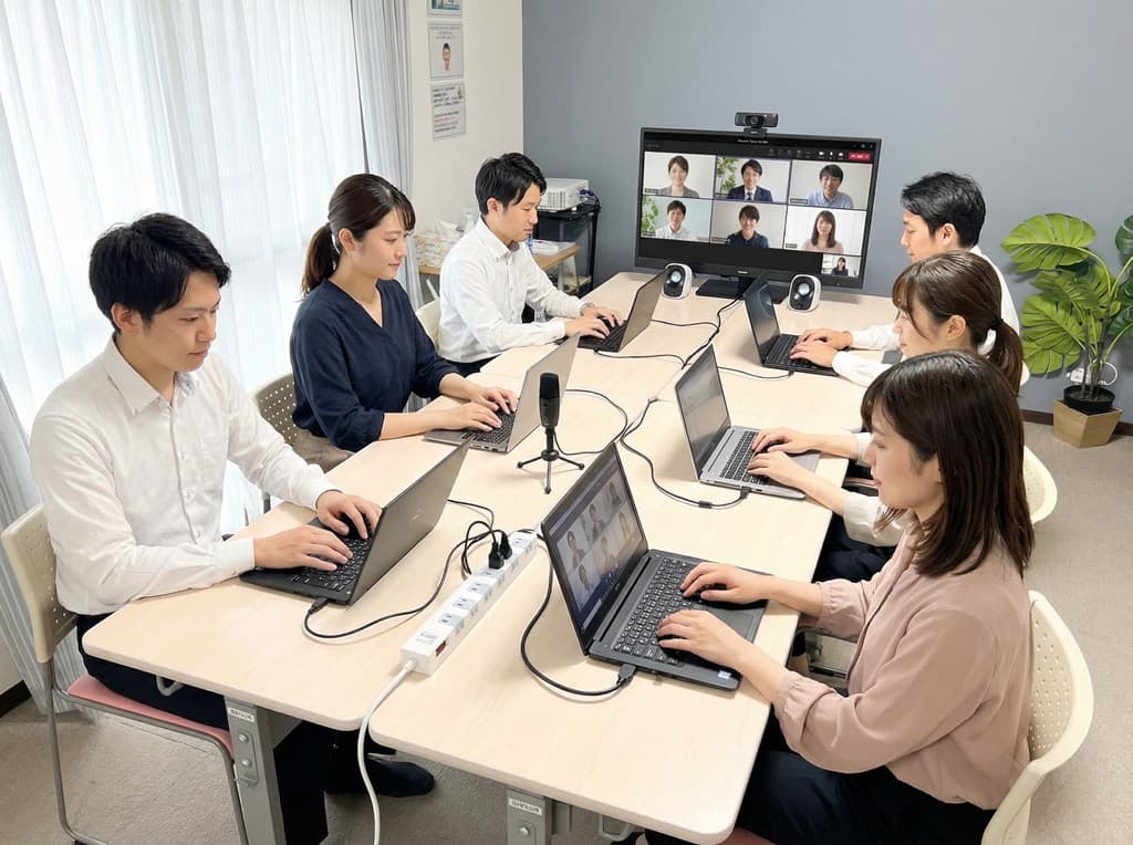 40インチモニター・集音マイク・広角Webカメラを使用してWeb会議も行えます。