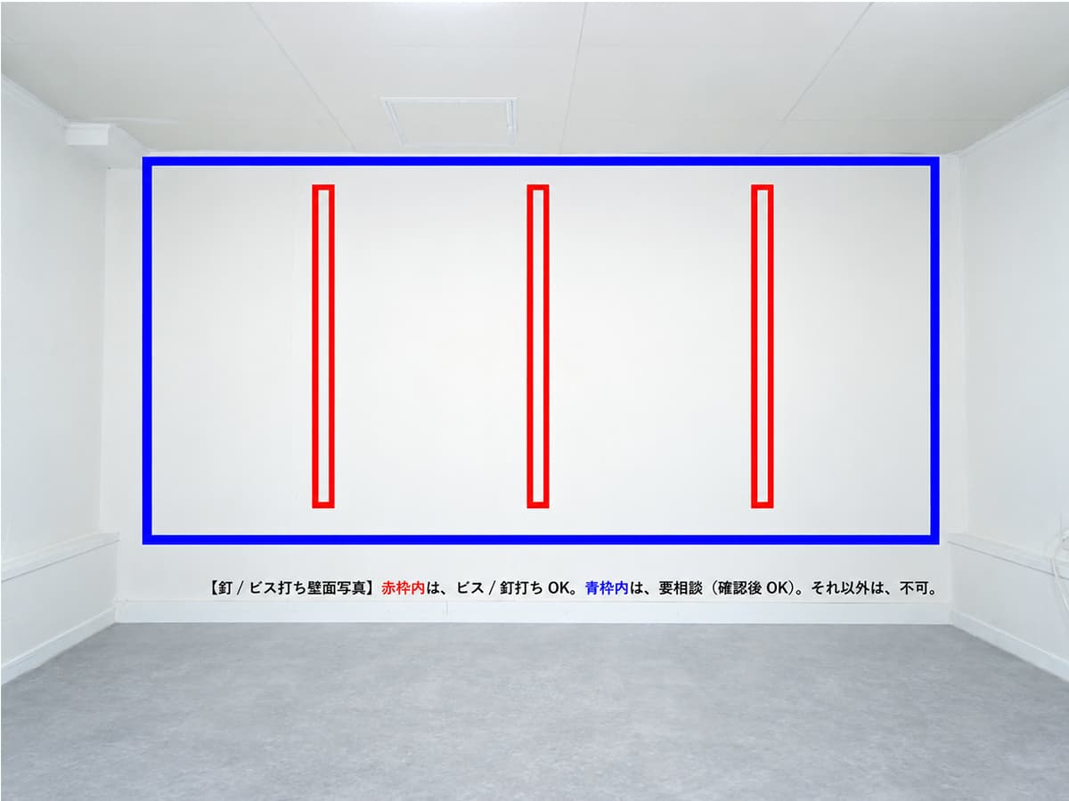 🔨壁の釘/ビスOK範囲(※有料オプションなので注意)