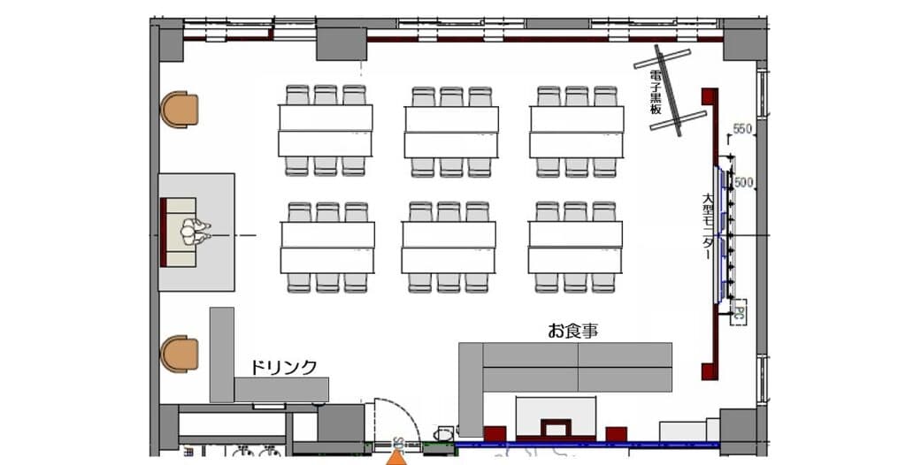 レイアウト事例⑥王宮の魔法学校【パーティー:着席6島(~36席)】