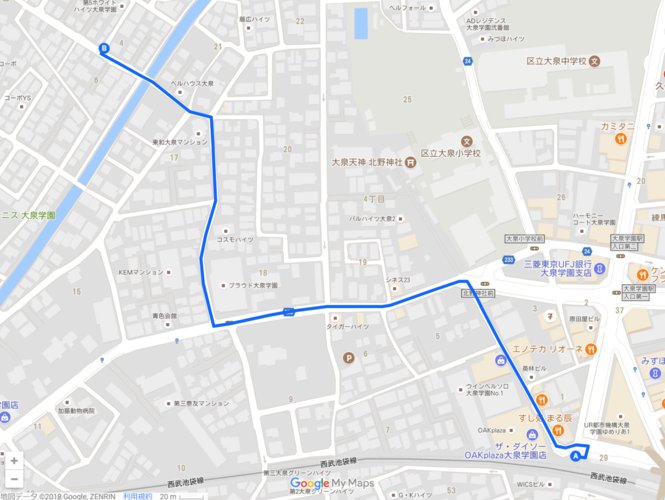ChacoHouse大泉学園店の駅経路 その2